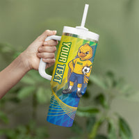 Custom Brazil Football 2026 Tumbler With Handle Canarinho Mascot Bate no Peito