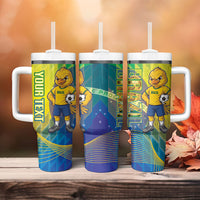 Custom Brazil Football 2026 Tumbler With Handle Canarinho Mascot Bate no Peito