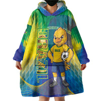 Custom Brazil Football 2026 Wearable Blanket Hoodie Canarinho Mascot Bate no Peito