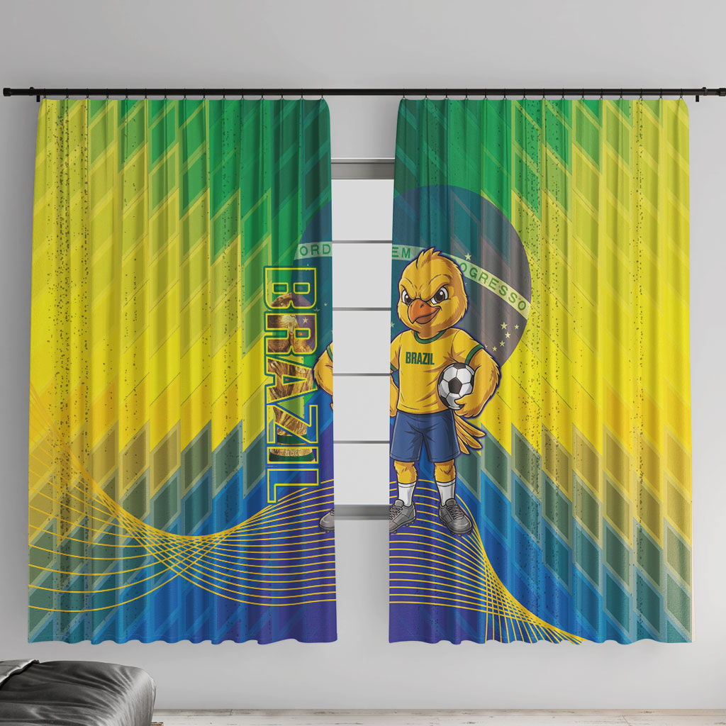 Brazil Football 2026 Window Curtain Canarinho Mascot Bate no Peito