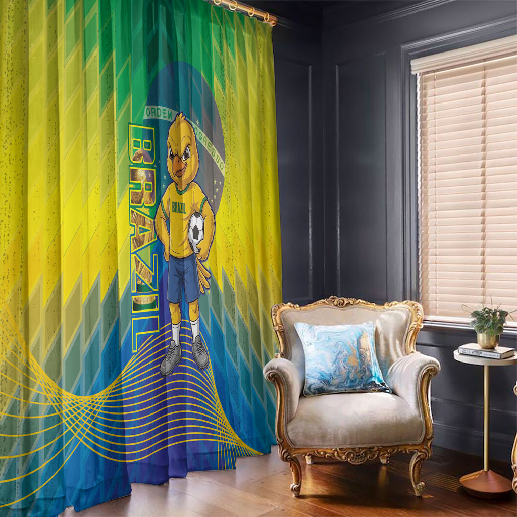 Brazil Football 2026 Window Curtain Canarinho Mascot Bate no Peito