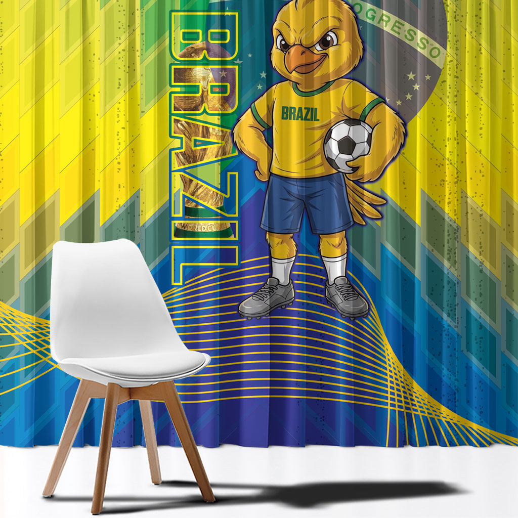 Brazil Football 2026 Window Curtain Canarinho Mascot Bate no Peito