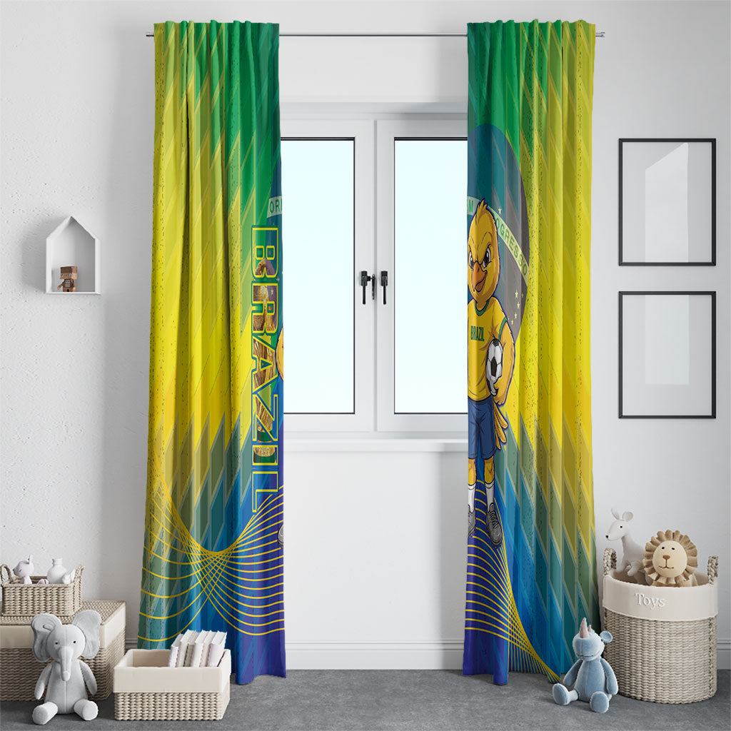 Brazil Football 2026 Window Curtain Canarinho Mascot Bate no Peito