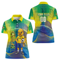 Custom Brazil Football 2026 Women Polo Shirt Canarinho Mascot Bate no Peito