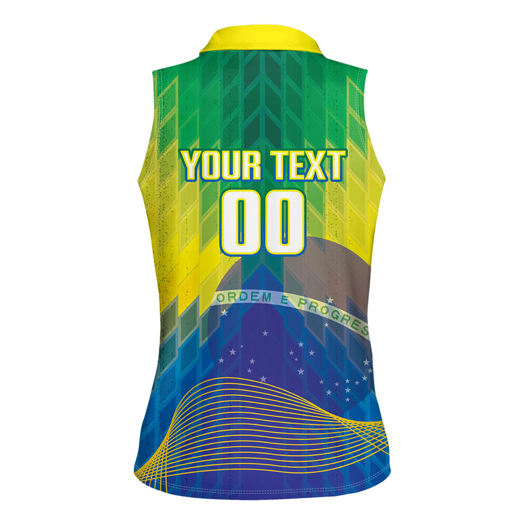 Custom Brazil Football 2026 Women Sleeveless Polo Shirt Canarinho Mascot Bate no Peito