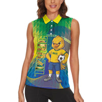Custom Brazil Football 2026 Women Sleeveless Polo Shirt Canarinho Mascot Bate no Peito