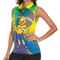 Custom Brazil Football 2026 Women Sleeveless Polo Shirt Canarinho Mascot Bate no Peito