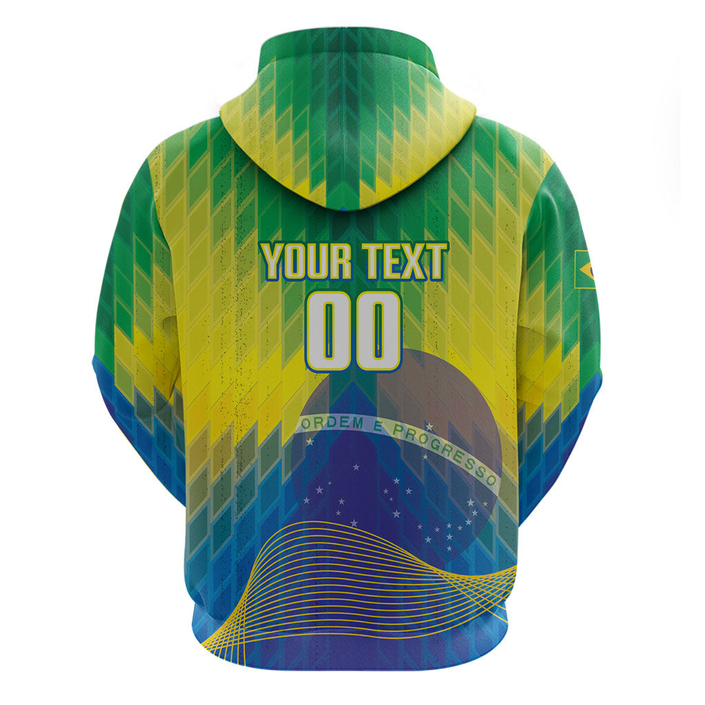 Custom Brazil Football 2026 Zip Hoodie Canarinho Mascot Bate no Peito