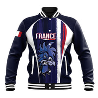 Custom France Football 2026 Baseball Jacket Allez Les Bleus Flag Brush Style