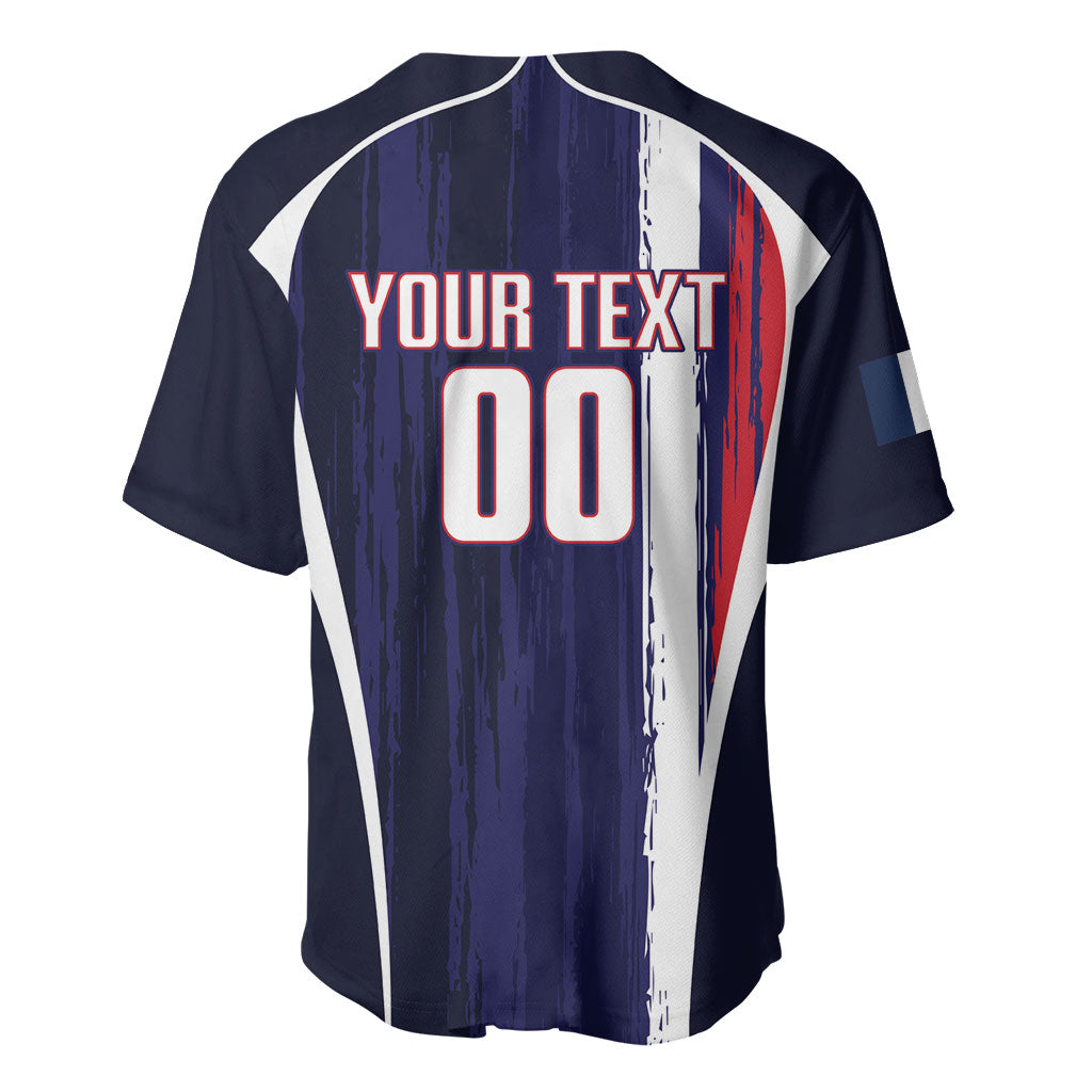 Custom France Football 2026 Baseball Jersey Allez Les Bleus Flag Brush Style