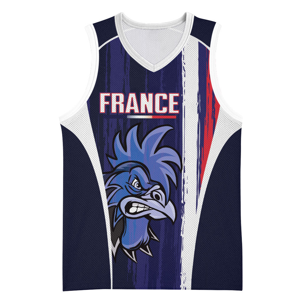 Custom France Football 2026 Basketball Jersey Allez Les Bleus Flag Brush Style
