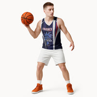 Custom France Football 2026 Basketball Jersey Allez Les Bleus Flag Brush Style