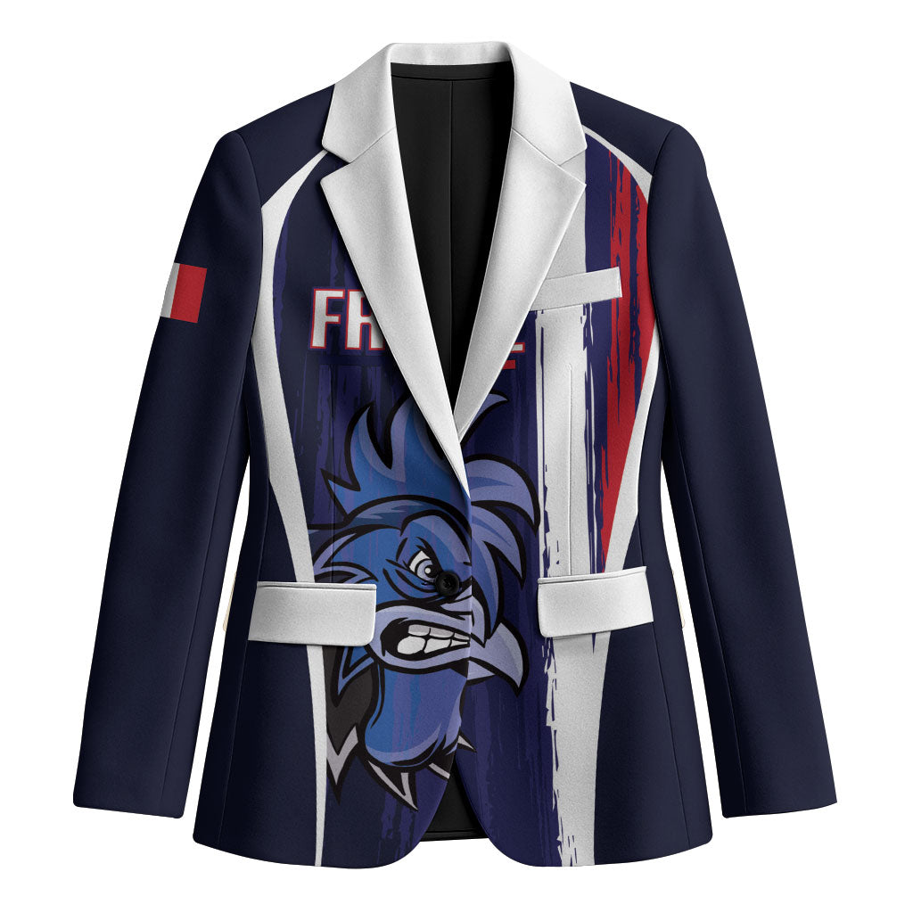 Custom France Football 2026 Blazer Allez Les Bleus Flag Brush Style