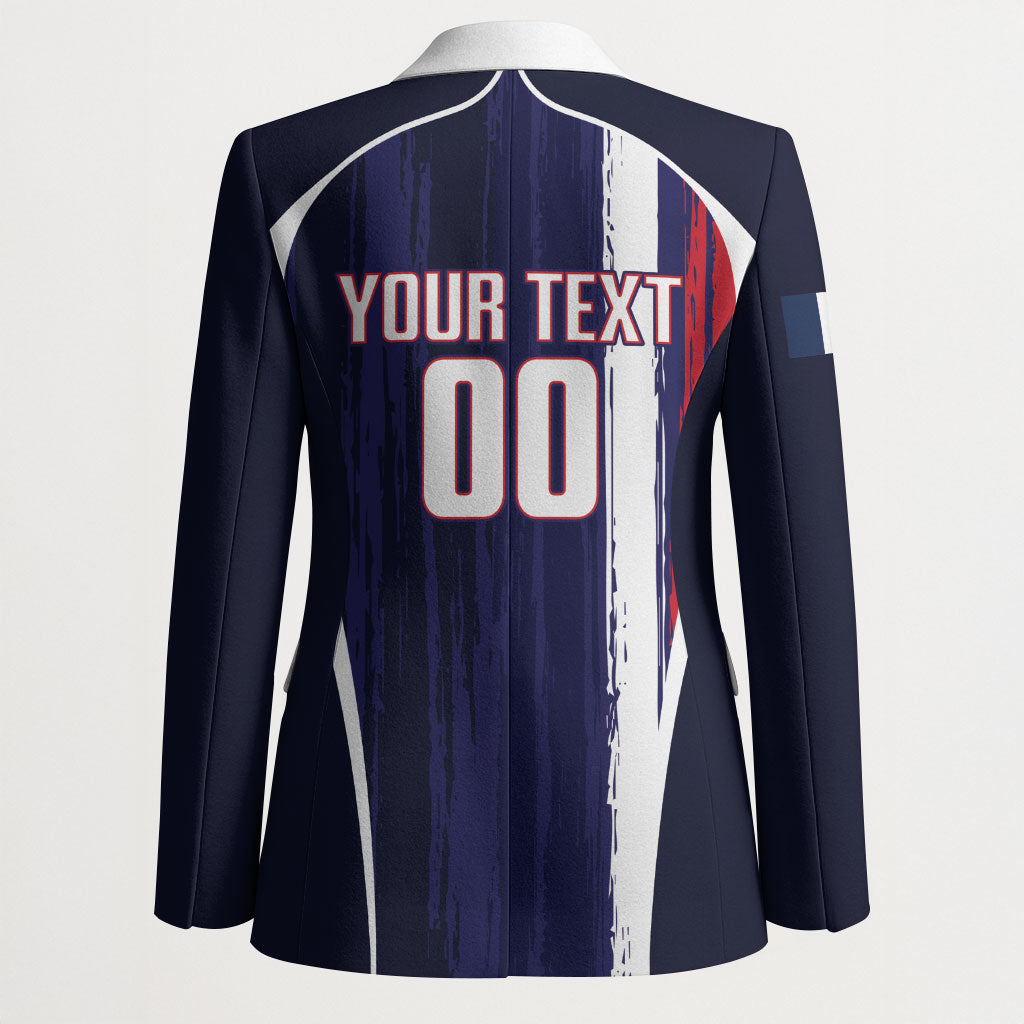 Custom France Football 2026 Blazer Allez Les Bleus Flag Brush Style