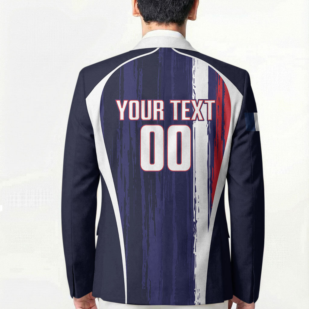 Custom France Football 2026 Blazer Allez Les Bleus Flag Brush Style