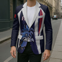Custom France Football 2026 Blazer Allez Les Bleus Flag Brush Style
