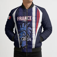 Custom France Football 2026 Bomber Puffer Jacket Allez Les Bleus Flag Brush Style
