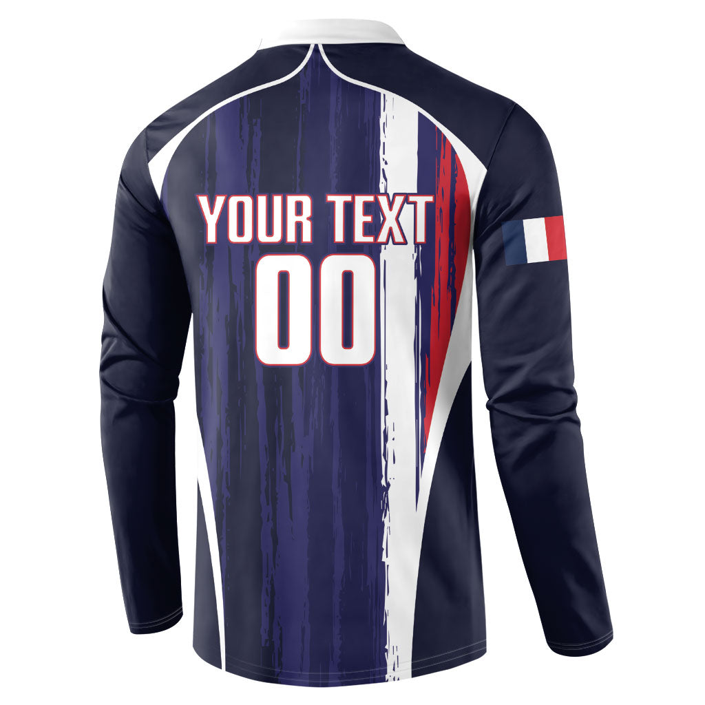 Custom France Football 2026 Button Sweatshirt Allez Les Bleus Flag Brush Style