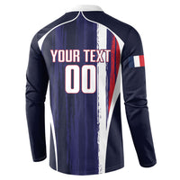 Custom France Football 2026 Button Sweatshirt Allez Les Bleus Flag Brush Style