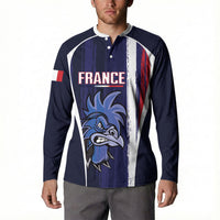 Custom France Football 2026 Button Sweatshirt Allez Les Bleus Flag Brush Style