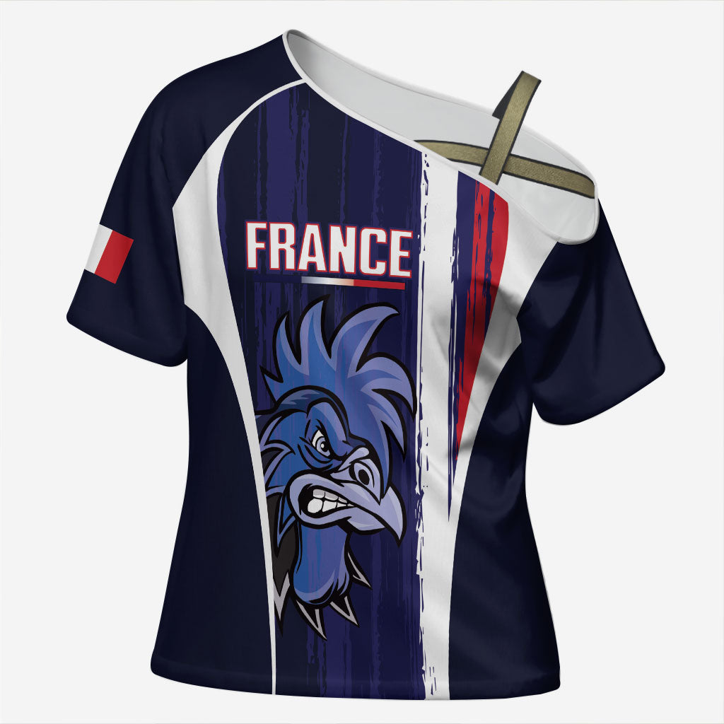 Custom France Football 2026 Cross Shoulder Shirt Allez Les Bleus Flag Brush Style