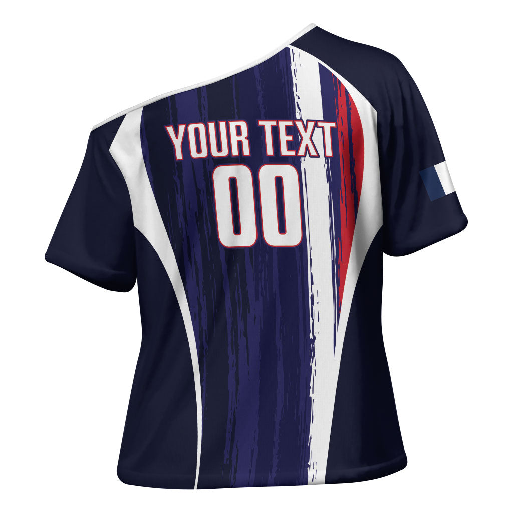 Custom France Football 2026 Cross Shoulder Shirt Allez Les Bleus Flag Brush Style