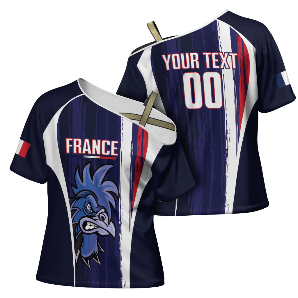 Custom France Football 2026 Cross Shoulder Shirt Allez Les Bleus Flag Brush Style