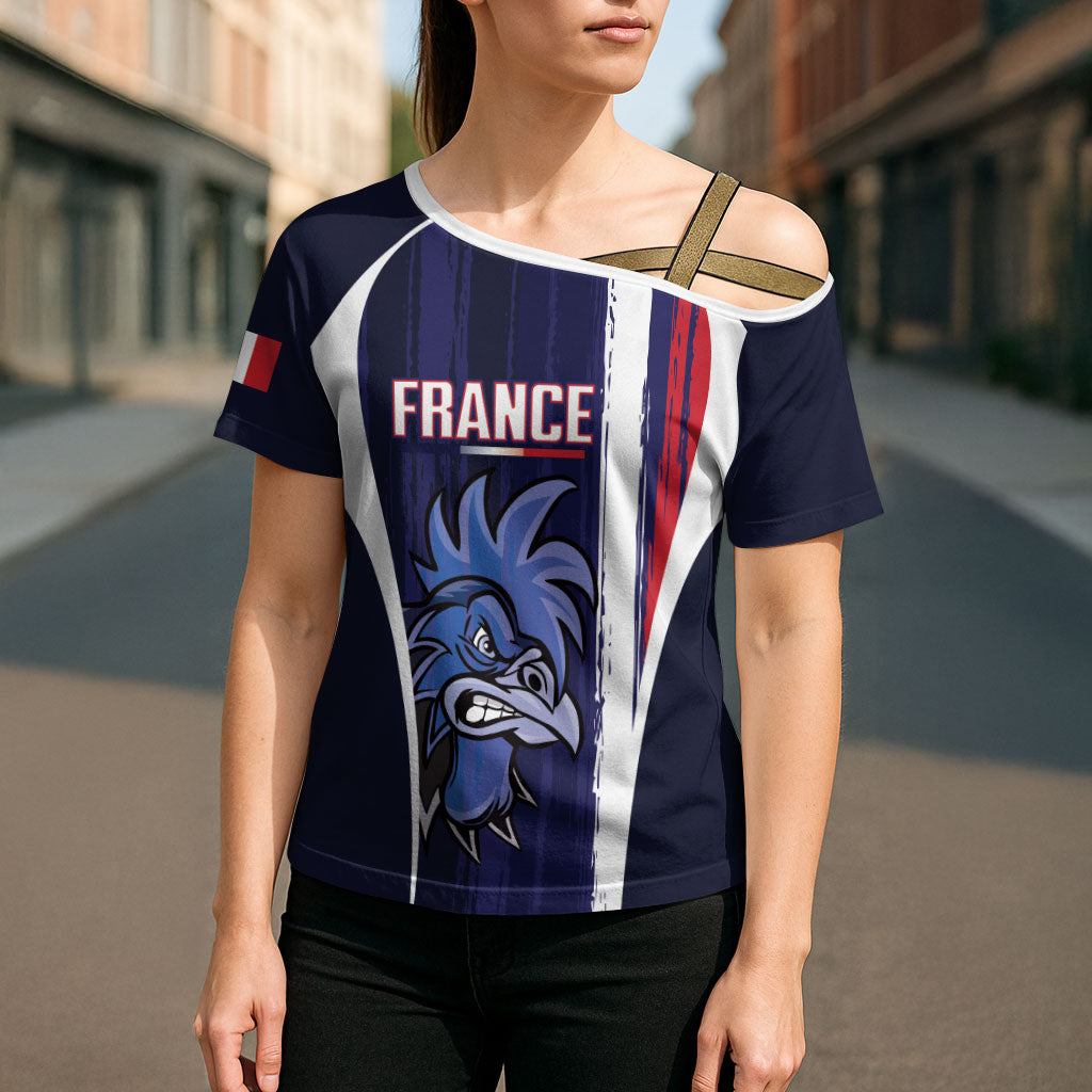 Custom France Football 2026 Cross Shoulder Shirt Allez Les Bleus Flag Brush Style