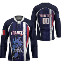 Custom France Football 2026 Hockey Jersey Allez Les Bleus Flag Brush Style