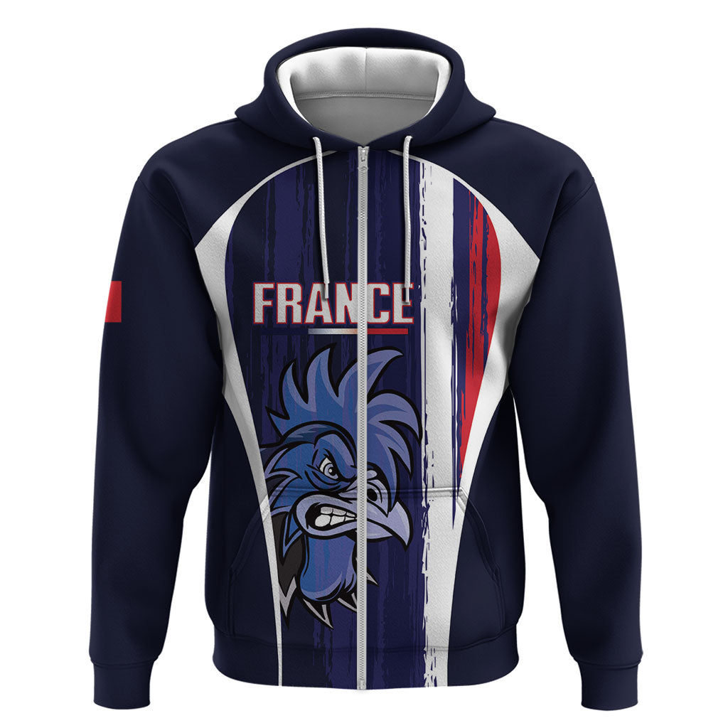 Custom France Football 2026 Hoodie Allez Les Bleus Flag Brush Style