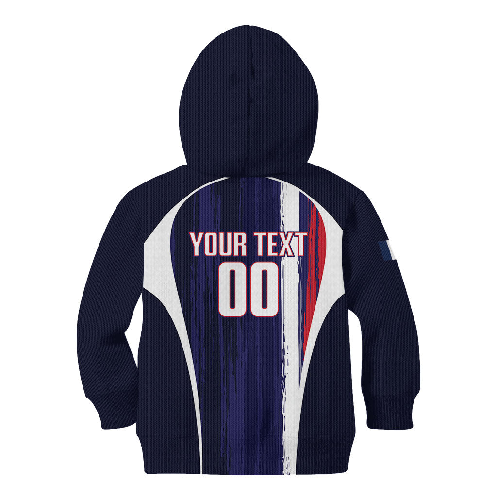 Custom France Football 2026 Kid Hoodie Allez Les Bleus Flag Brush Style