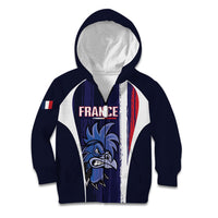 Custom France Football 2026 Kid Hoodie Allez Les Bleus Flag Brush Style