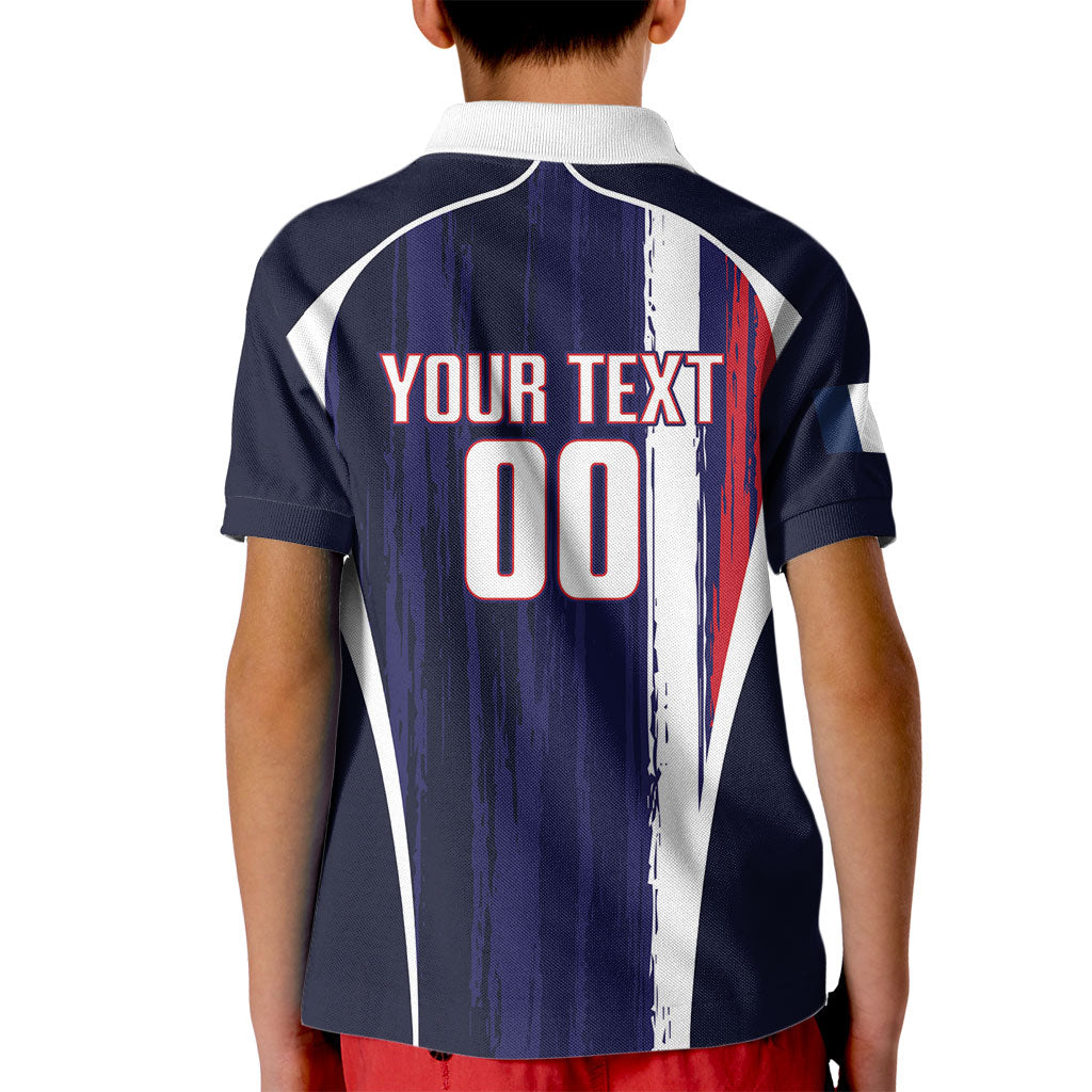 Custom France Football 2026 Kid Polo Shirt Allez Les Bleus Flag Brush Style