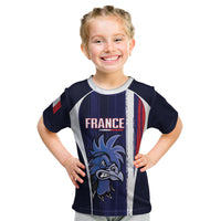 Custom France Football 2026 Kid T Shirt Allez Les Bleus Flag Brush Style