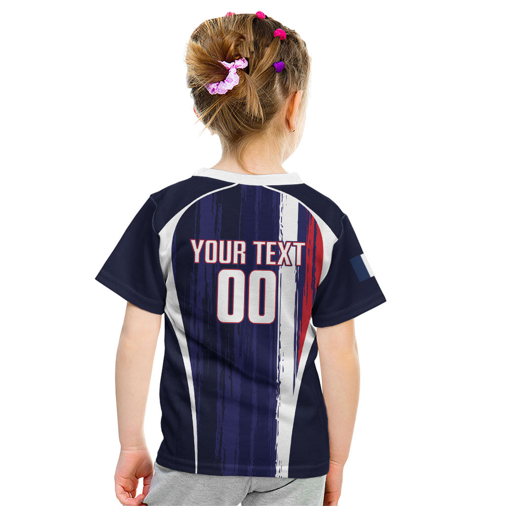 Custom France Football 2026 Kid T Shirt Allez Les Bleus Flag Brush Style