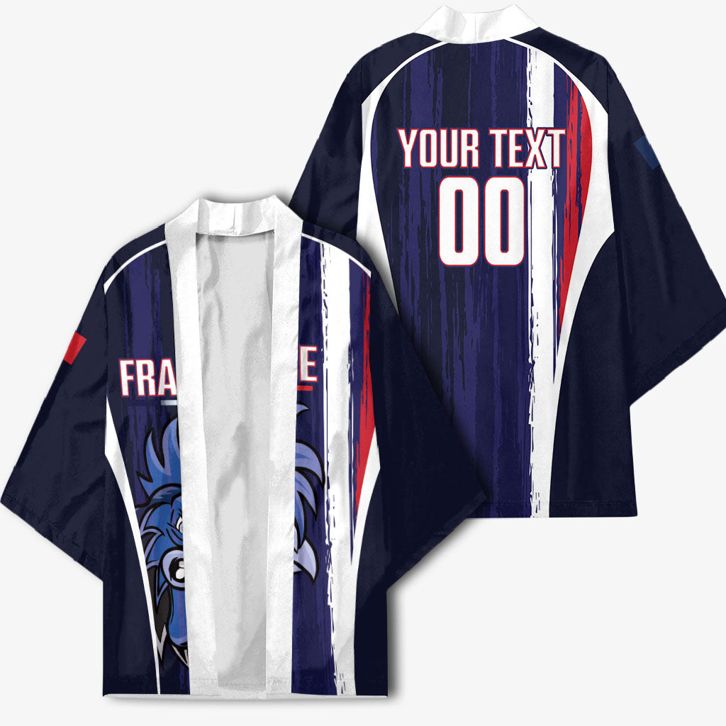 Custom France Football 2026 Kimono Allez Les Bleus Flag Brush Style
