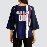 Custom France Football 2026 Kimono Sleeve Blouse Allez Les Bleus Flag Brush Style