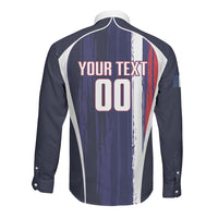 Custom France Football 2026 Long Sleeve Button Shirt Allez Les Bleus Flag Brush Style