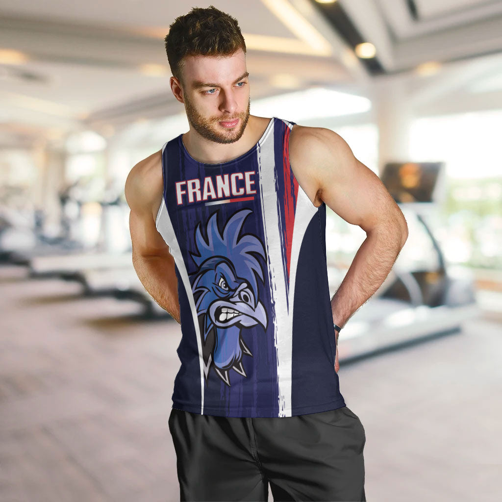 Custom France Football 2026 Men Tank Top Allez Les Bleus Flag Brush Style