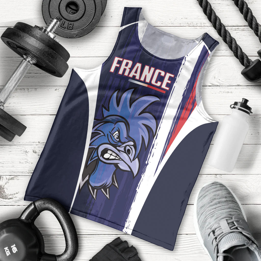 Custom France Football 2026 Men Tank Top Allez Les Bleus Flag Brush Style