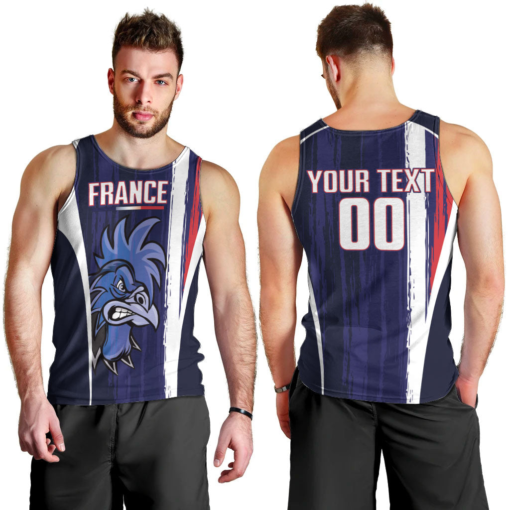 Custom France Football 2026 Men Tank Top Allez Les Bleus Flag Brush Style