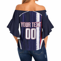 Custom France Football 2026 Off Shoulder Wrap Waist Top Allez Les Bleus Flag Brush Style