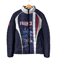 Custom France Football 2026 Padded Jacket Allez Les Bleus Flag Brush Style