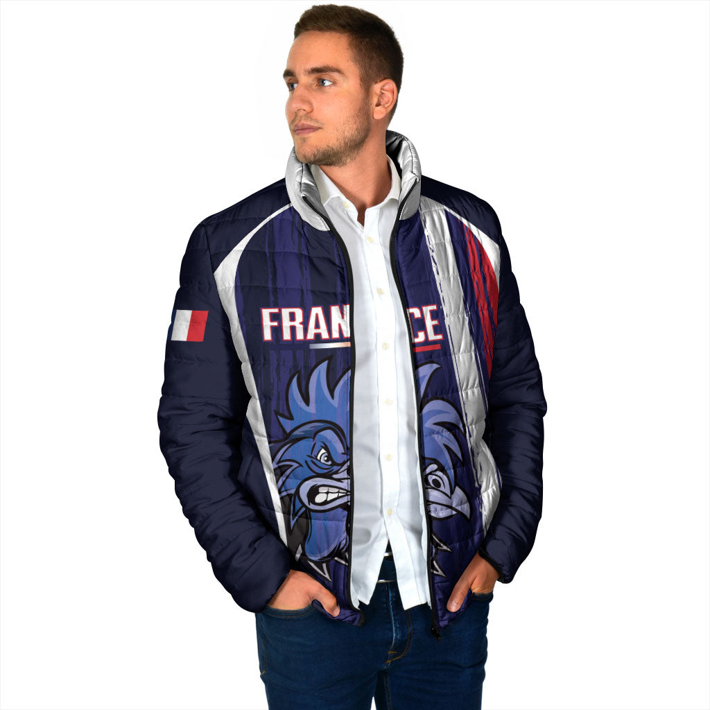 Custom France Football 2026 Padded Jacket Allez Les Bleus Flag Brush Style