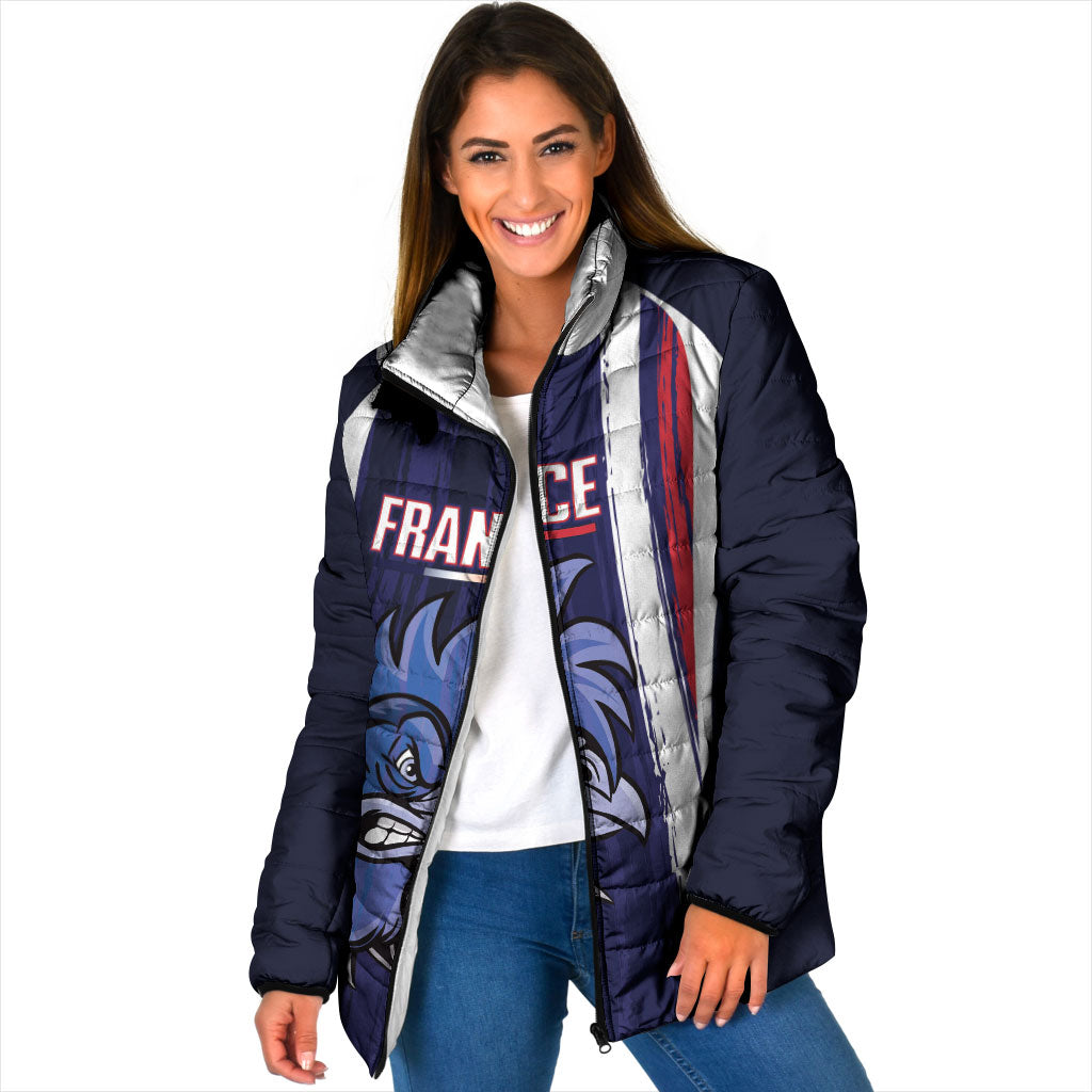 Custom France Football 2026 Padded Jacket Allez Les Bleus Flag Brush Style