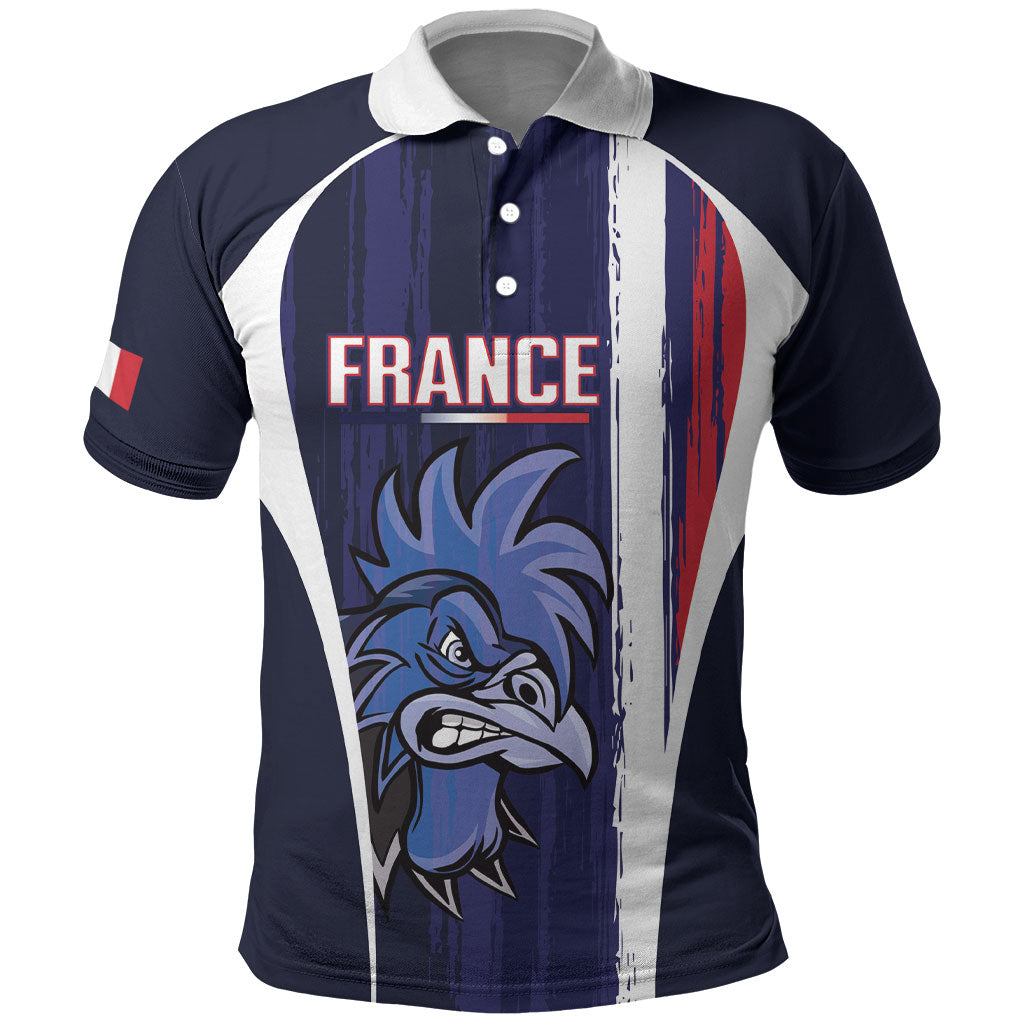 Custom France Football 2026 Polo Shirt Allez Les Bleus Flag Brush Style