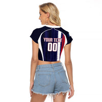 Custom France Football 2026 Raglan Cropped T Shirt Allez Les Bleus Flag Brush Style