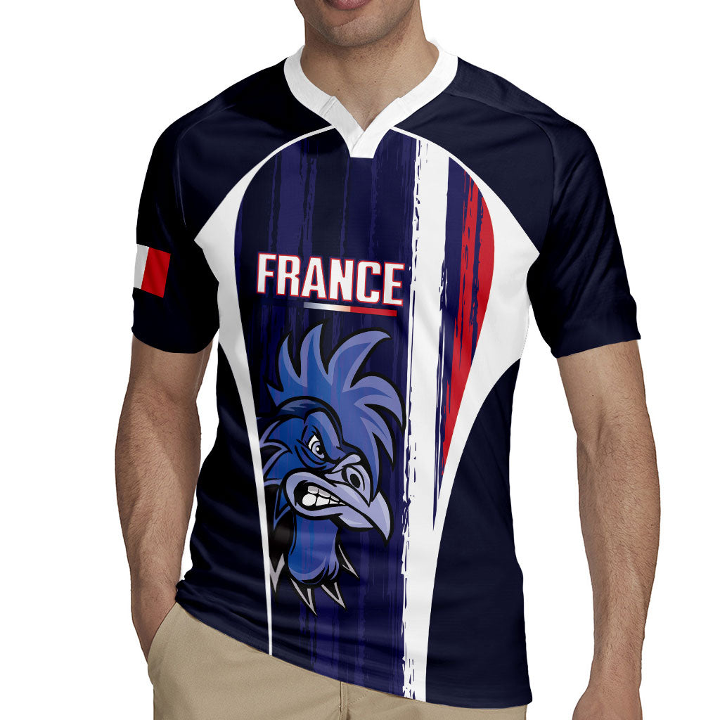 Custom France Football 2026 Rugby Jersey Allez Les Bleus Flag Brush Style