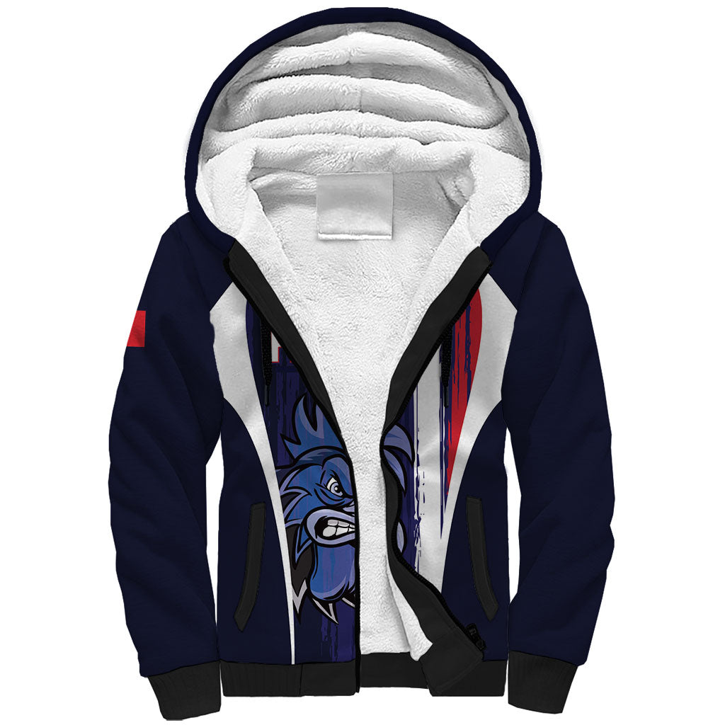 Custom France Football 2026 Sherpa Hoodie Allez Les Bleus Flag Brush Style