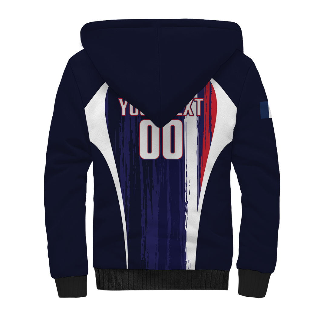 Custom France Football 2026 Sherpa Hoodie Allez Les Bleus Flag Brush Style